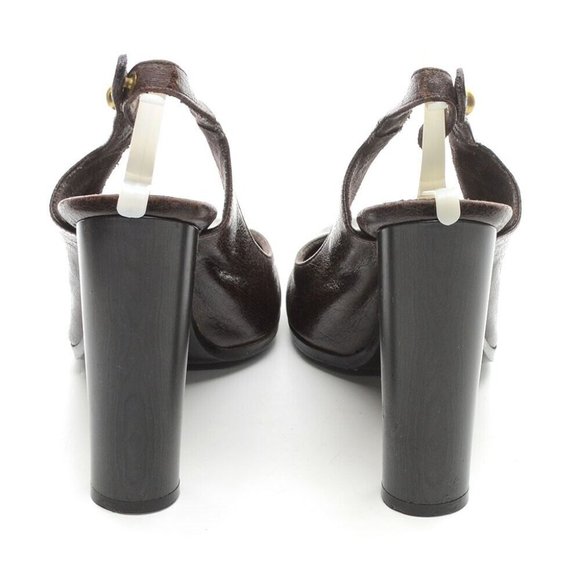 Women Chocolate brown Stella Spur Kitten Heels | Stella  Stella McCartney Brown Vegan Heels Slingback Pumps 39